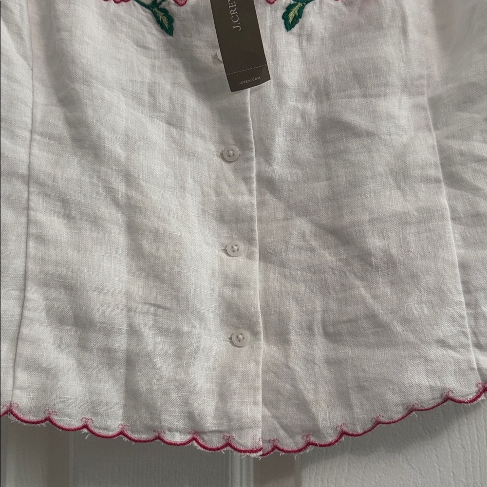 NWT J. Crew White Tank Top with Pink Floral Embroidery size 8 - Picture 5 of 12